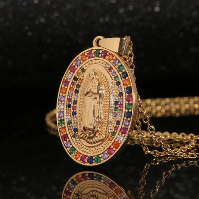 Collar Virgen María bañado en Oro